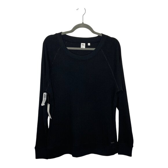 NWT TNA Aritzia Waffle Raglan Longsleeve Black Top-sz Large - Picture 1 of 6